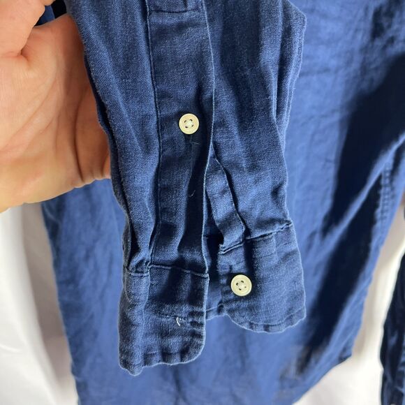 Polo Ralph Lauren Blue 100% Linen Long Sleeve Button Down Shirt Men’s Small - Picture 7 of 7